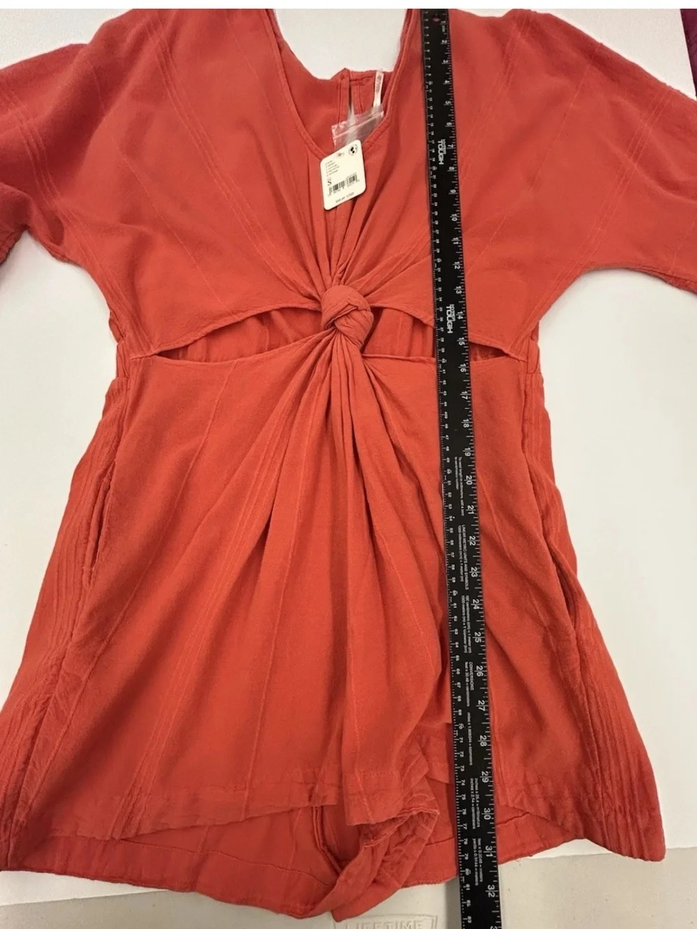 Free People Romper Small Red Coral Cutouts Oversized Festival